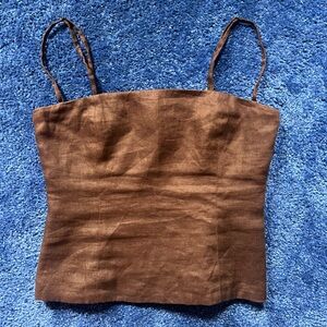 Reformation Brown Linen Tube Top